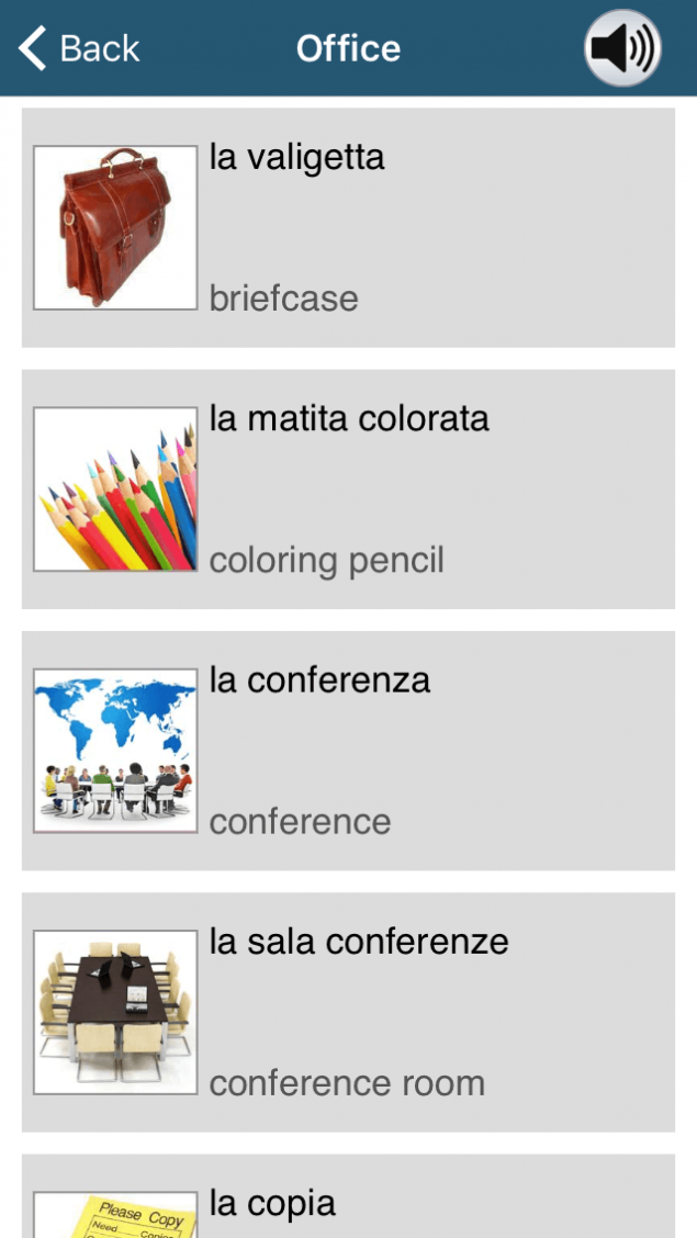 Aprenda a aplicação italiana Screenshot