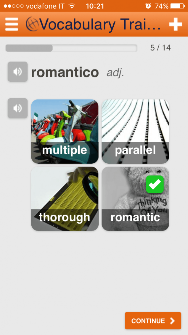 Aprenda as palavras italianas App Screenshot