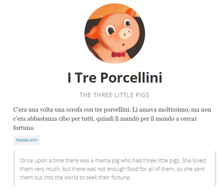 I Tre Porcellini: The Three Little Pigs in Italian + audio