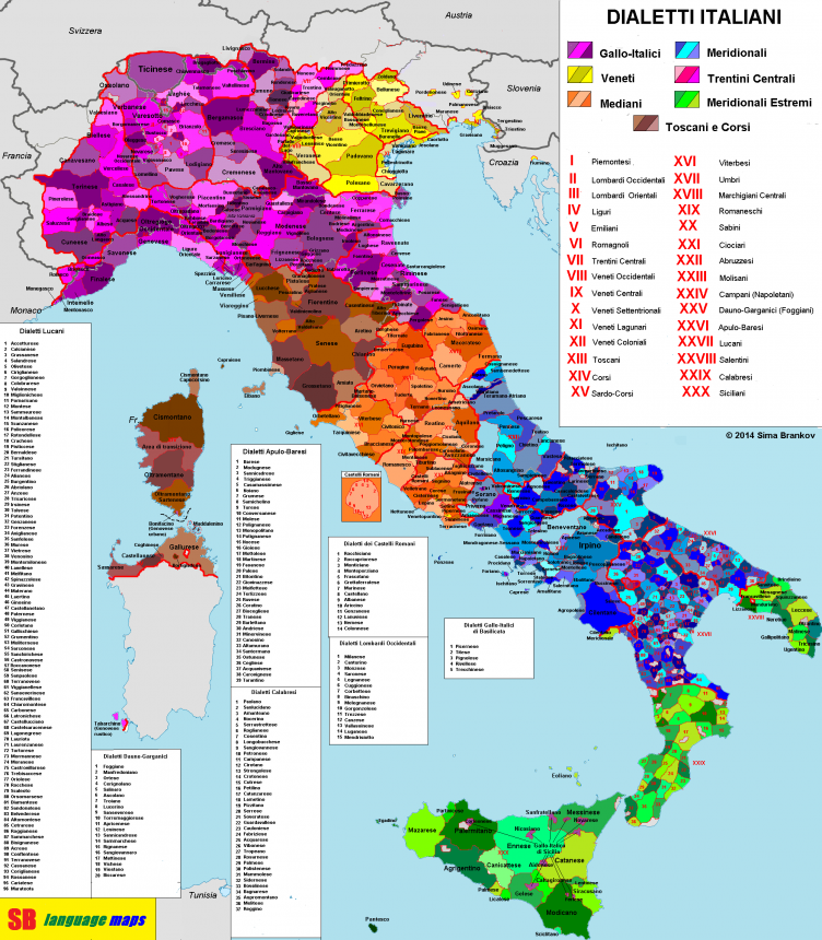 Italienische Dialekte Karte